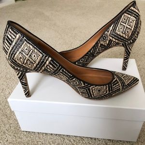 J. Crew Tan & Black Weave Pattern Pumps
